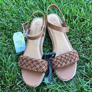 Time and Tru Women's Braided Wedge Sandals size 10